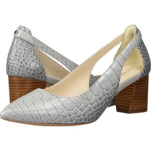 NEW Cole Haan | Emilee Croc Embossed Leather Cut Out Pumps, Size 8